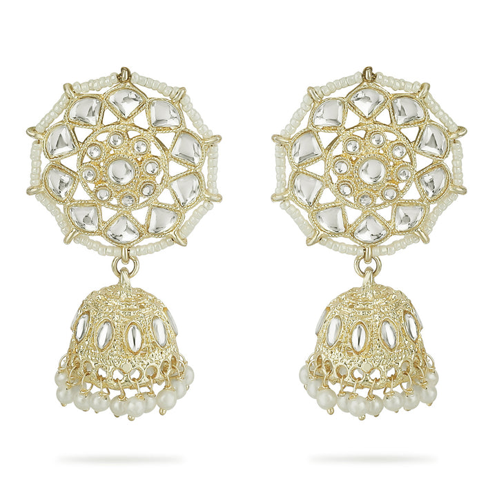 Gold-Plated Premium Stones and Beads Jhumkas