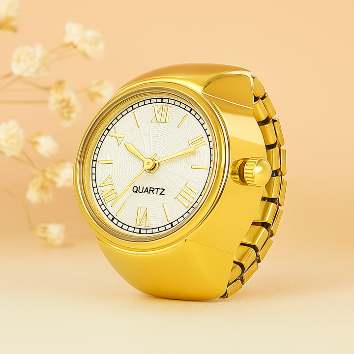 Anti Tarnish | Gold Plated Watch Style Finger Ring for Women – Adjustable & Trendy | Anti Tarnish