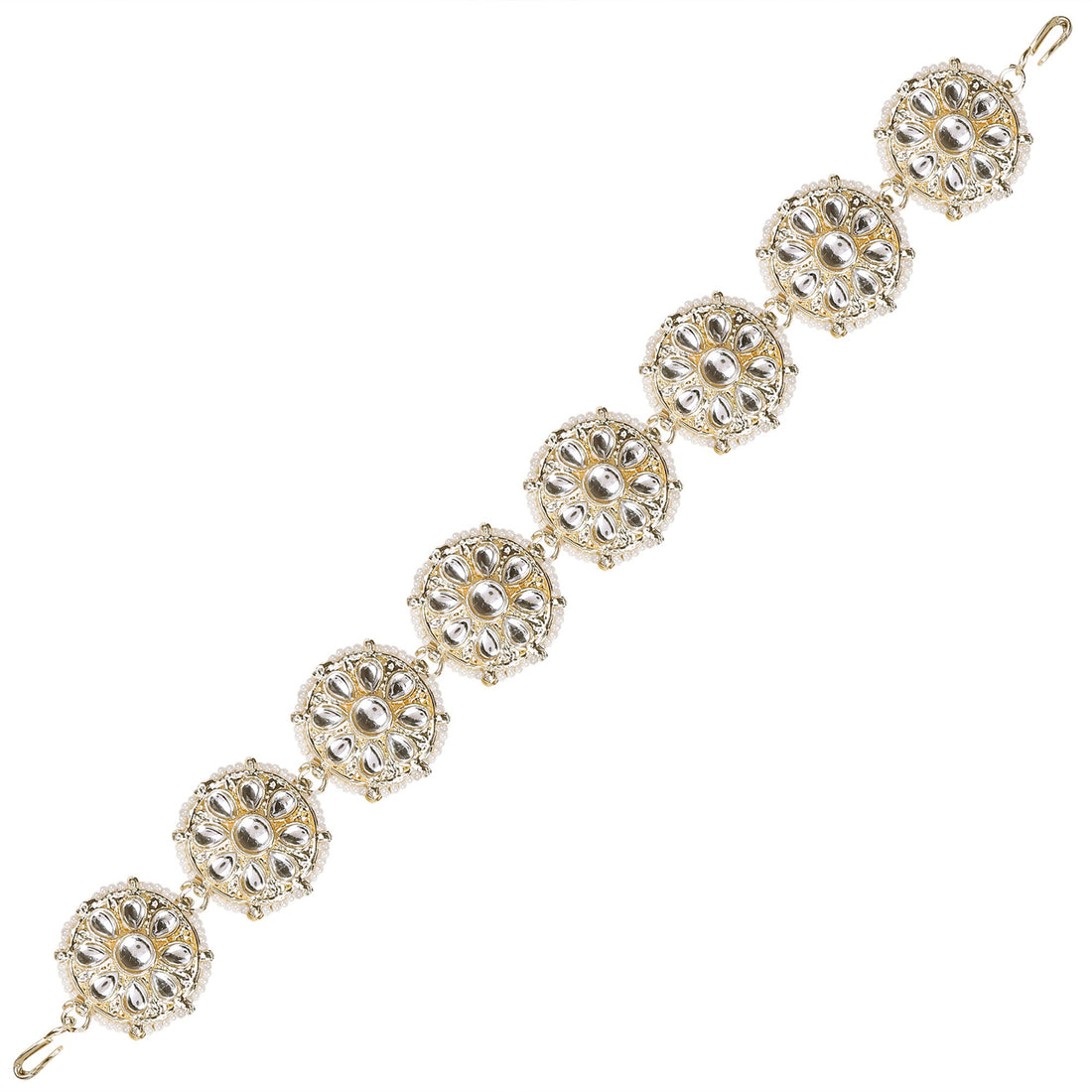 Gold-Plated Kundan-Studded Beaded SheeshPhool