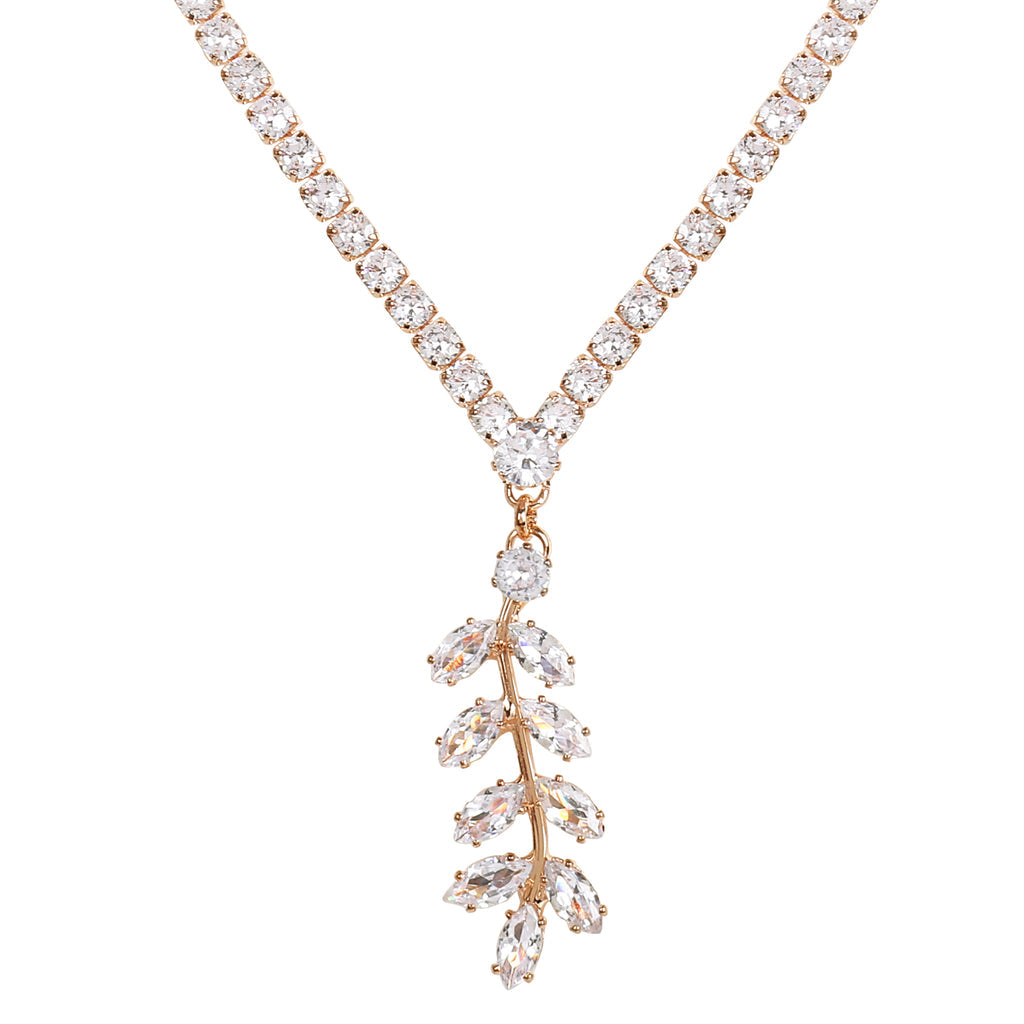 Rose Gold Plated CZ Fascinating Necklace Set
