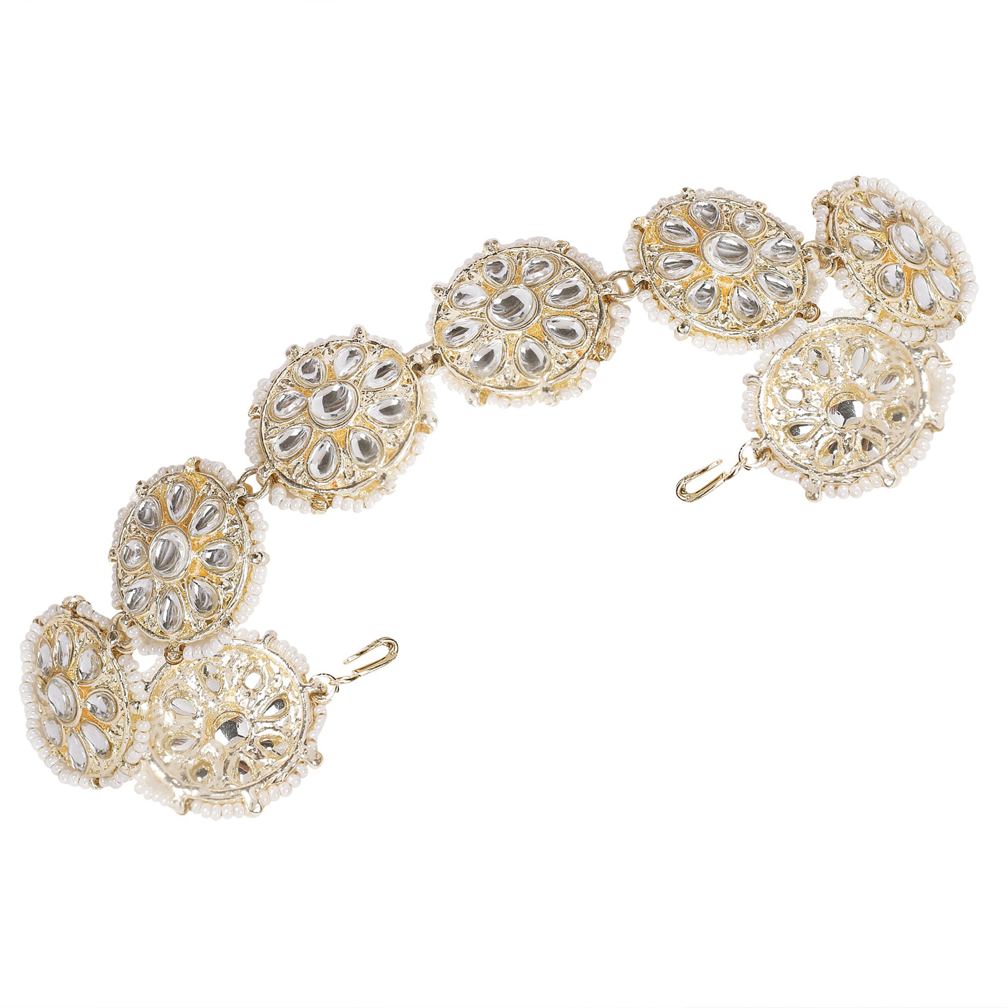 Gold-Plated Kundan-Studded Beaded SheeshPhool