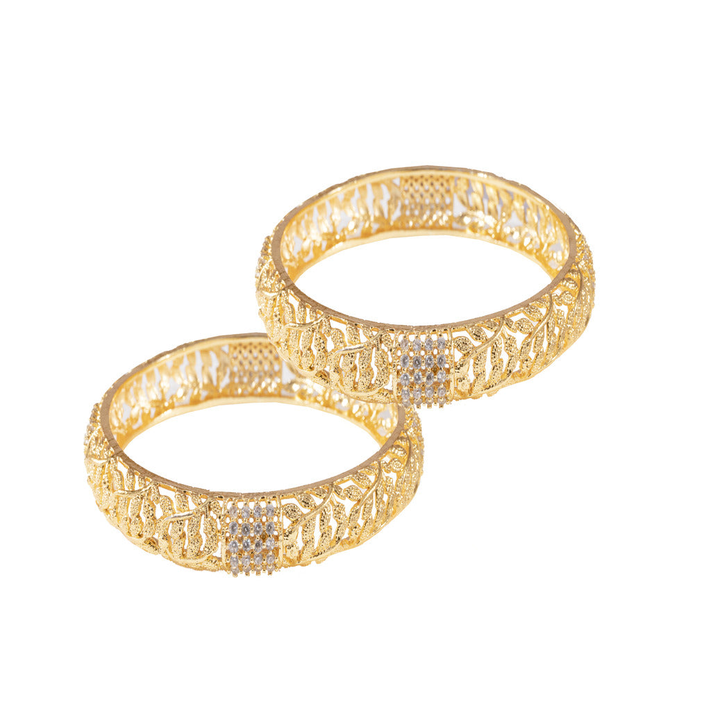 22KT Gold Plated AD Stone Bangles - Set of 2