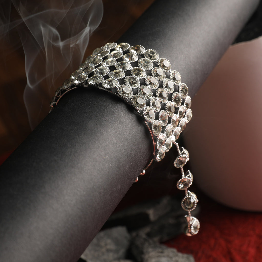 Rhodium Plated Crystal Latkan Bracelet - Elegant Style