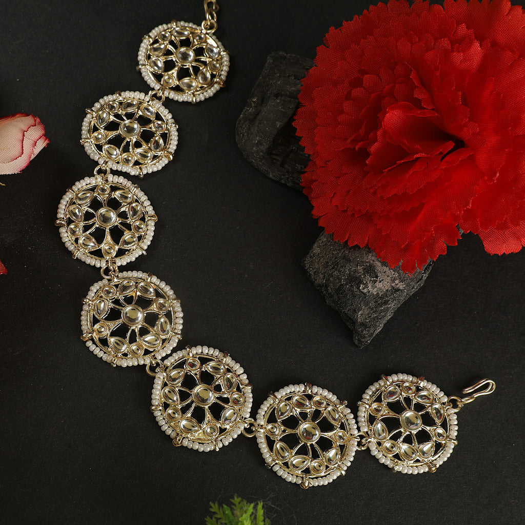 Traditional floral kundan pearl sheeshphool matha patti