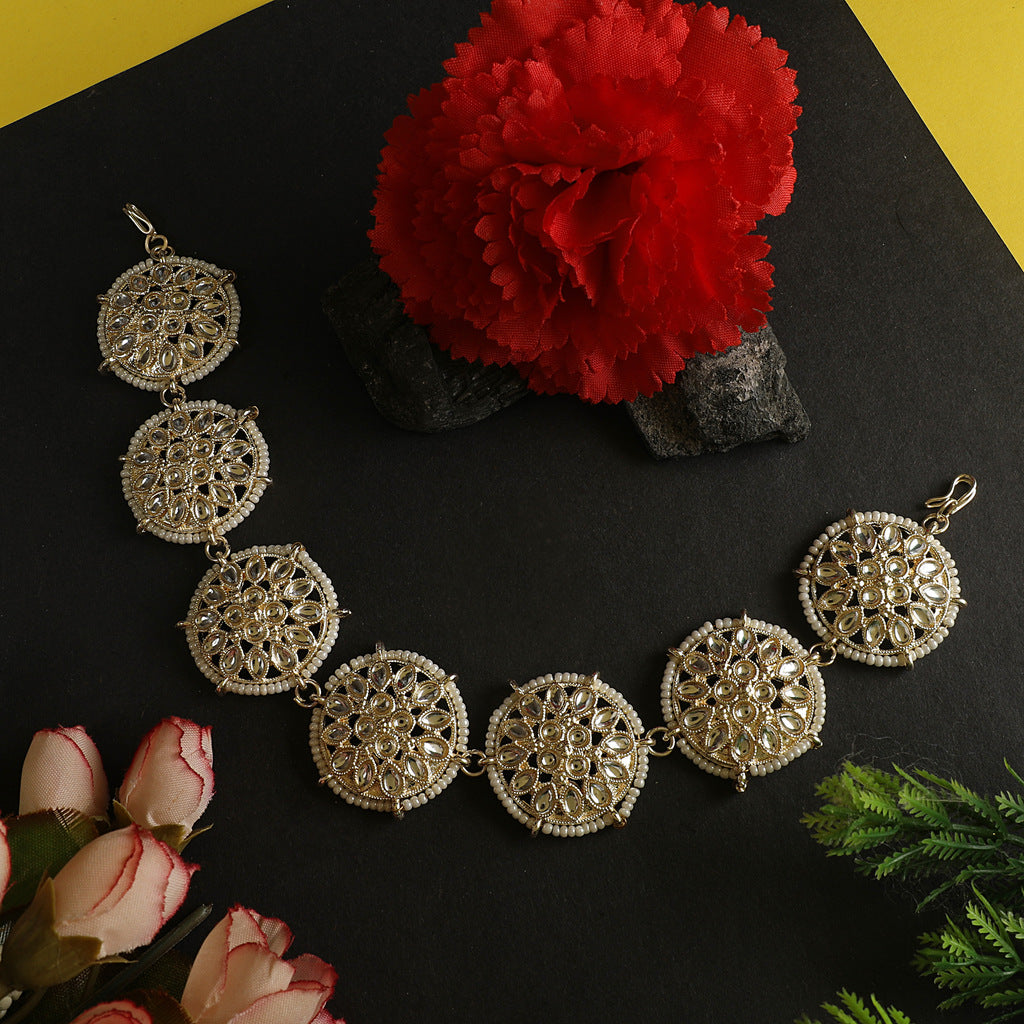 Gold-plated Stone-Studded Kundan Sheeshphool