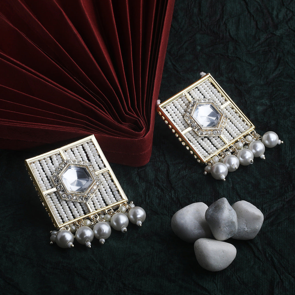 Bead Embellished Pearl Earring