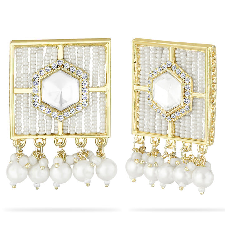 Bead Embellished Pearl Earring