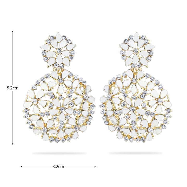 Stunning Mirror Studded Cz Gold Earrings