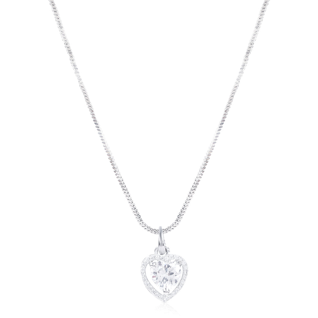 Silver-Plated Heart Shaped Pendant Set