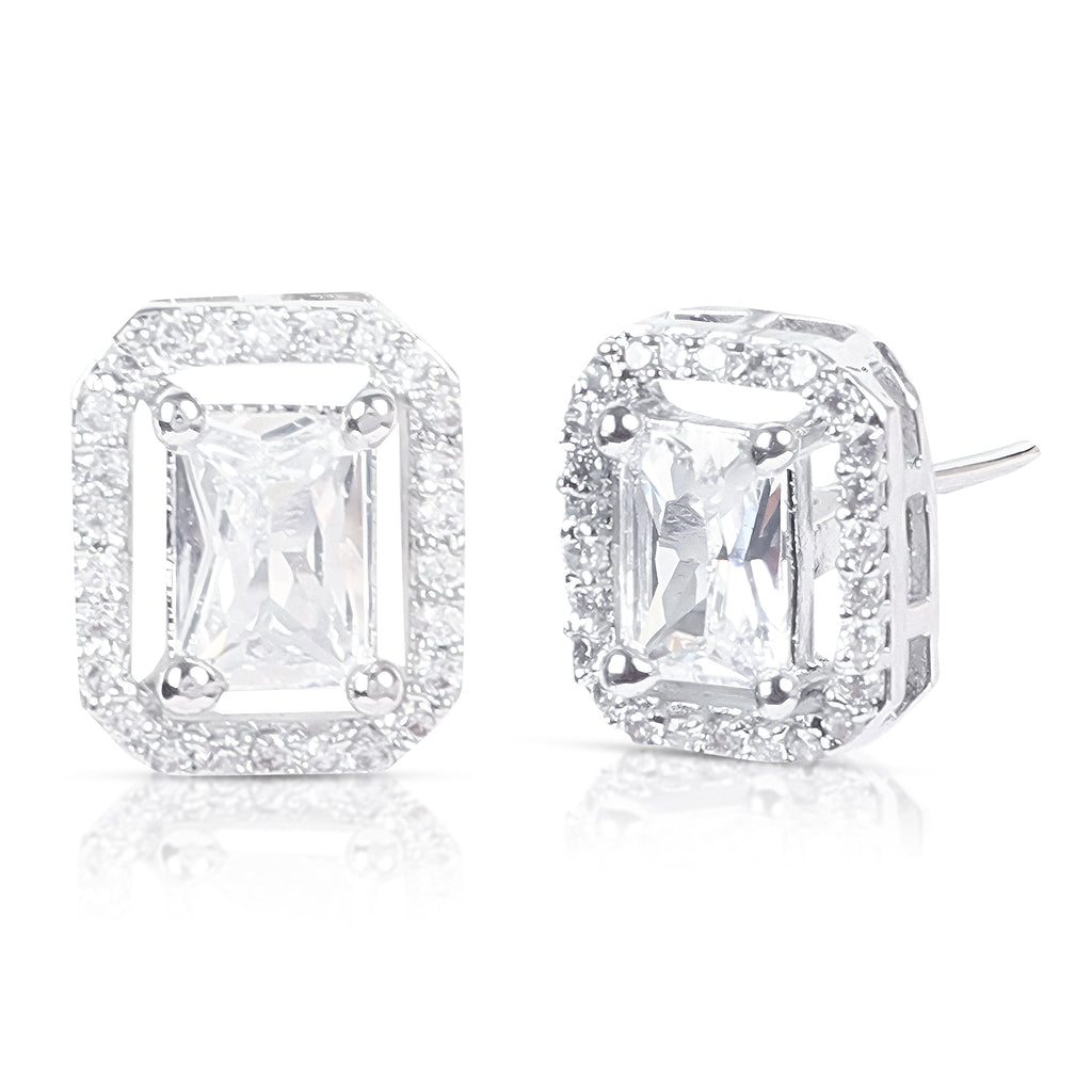 Silver-Plated Cube Shaped Pendant Set