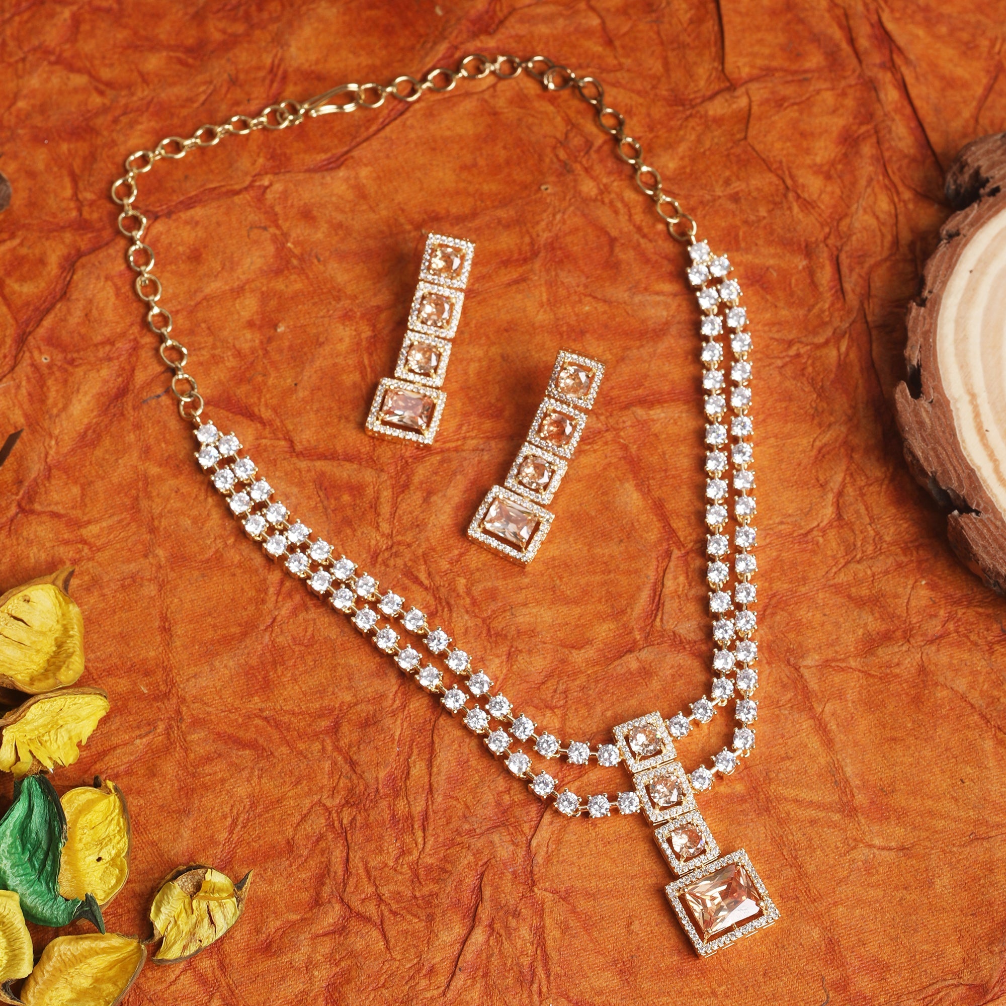 Sparkling Elegance Squares CZ Jewellery Set