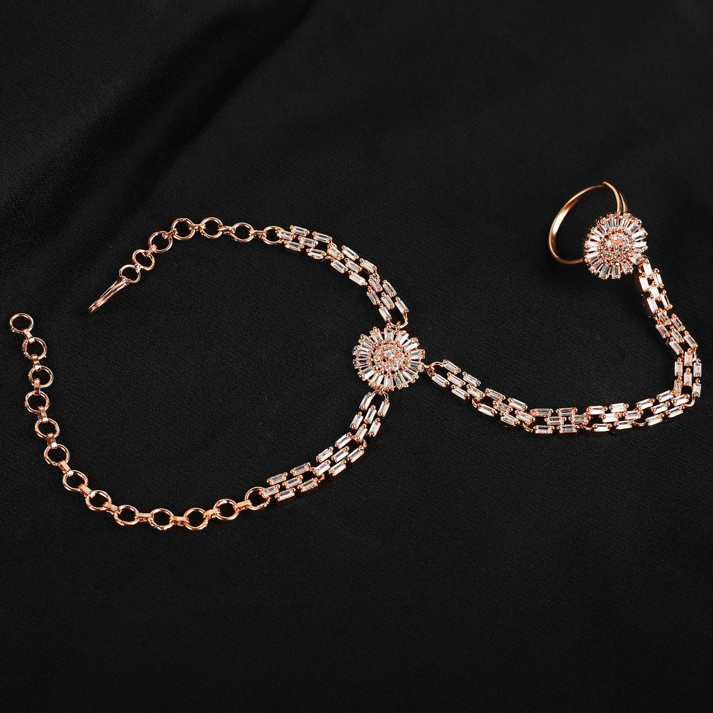 RoseGold Plated Zirconia Studded Fashionable Hath Phool