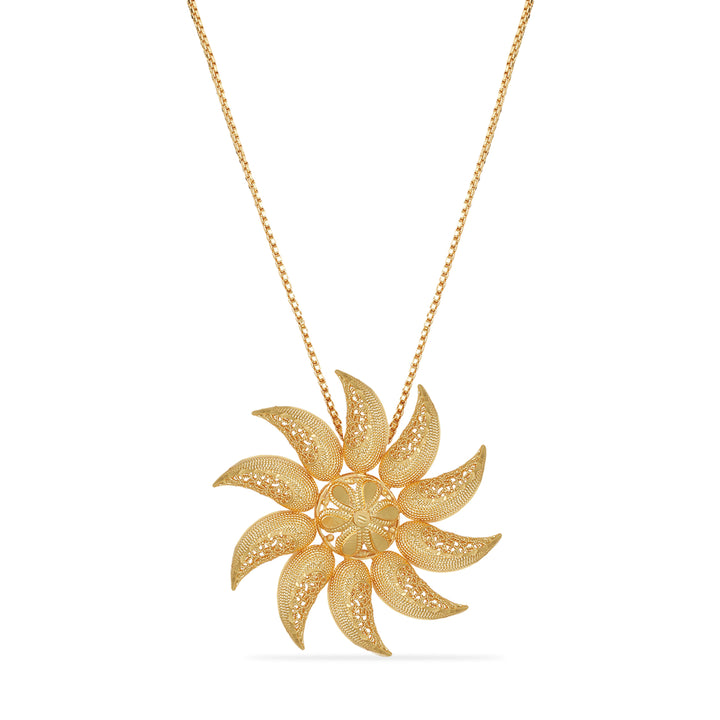 Gold Plated Sunflower Style Pendent Set