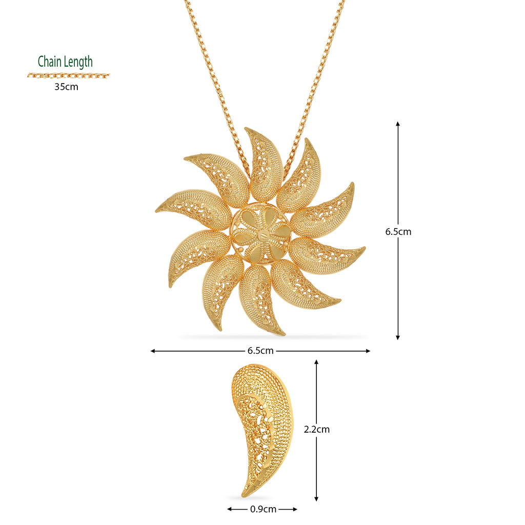 Gold Plated Sunflower Style Pendent Set