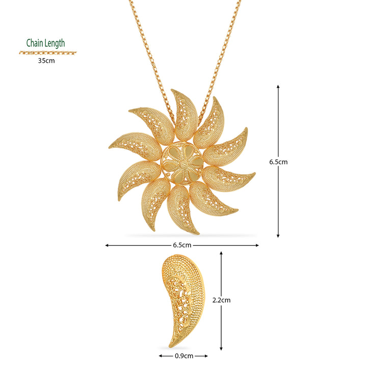 Gold Plated Sunflower Style Pendent Set