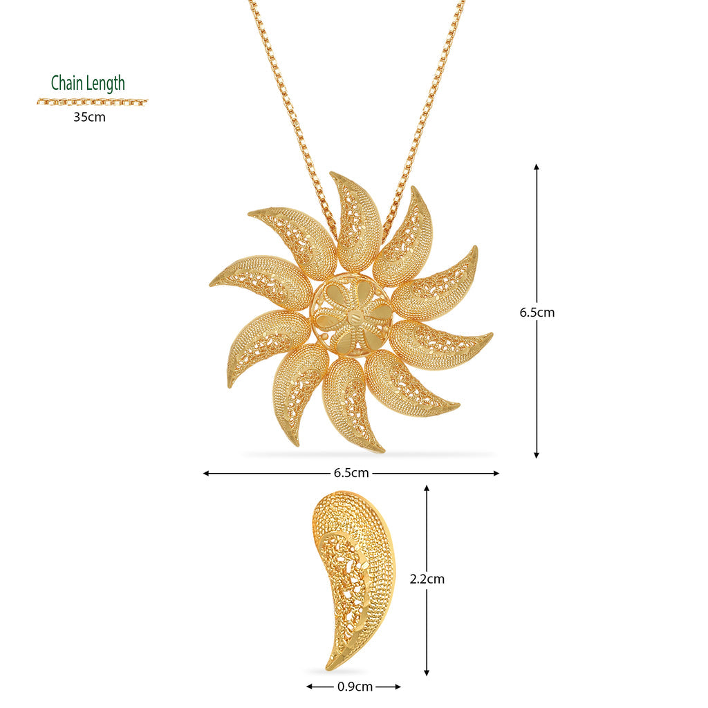 Gold Plated Sunflower Style Pendent Set