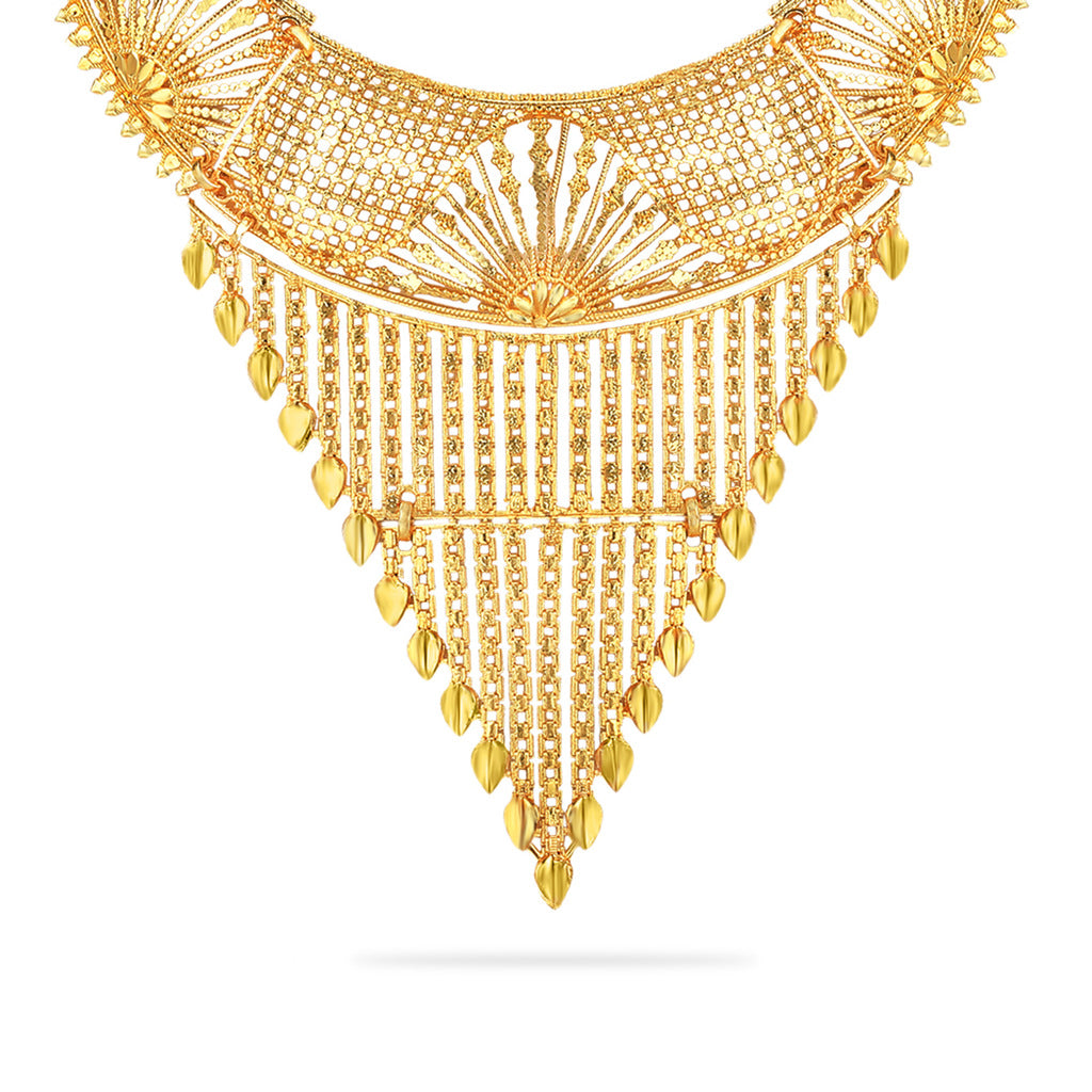 24 Carat Gram Gold Plated Floral Choker Necklace Set