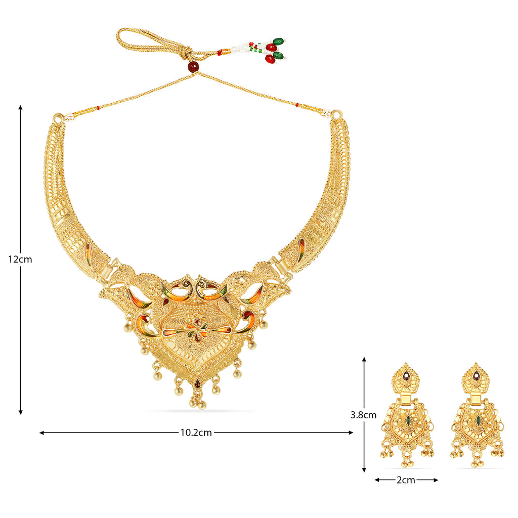 Traditional One Gram Gold Plated Choker Jewellery Set