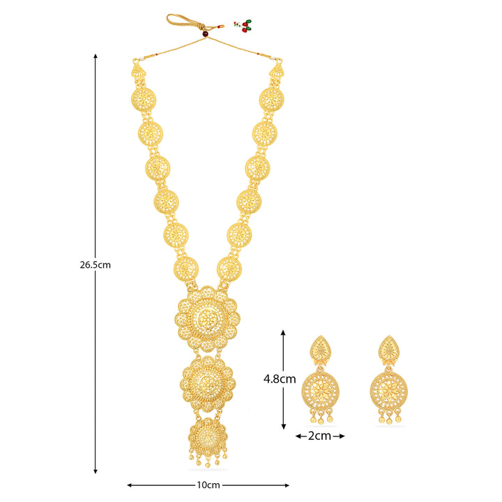 Long Haram Alloy Festive Gold Plated Necklace Set