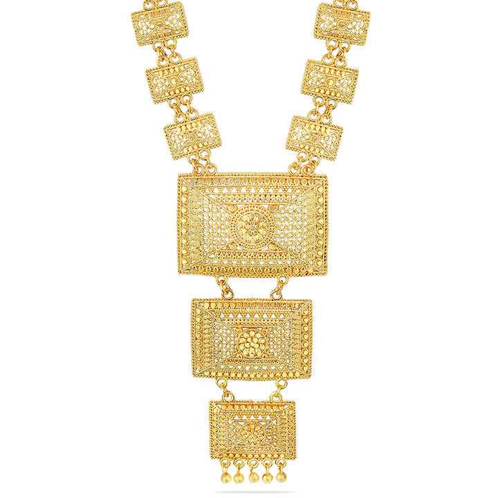 Gold Plated Traditional Long Kundan Necklace and Jhumki