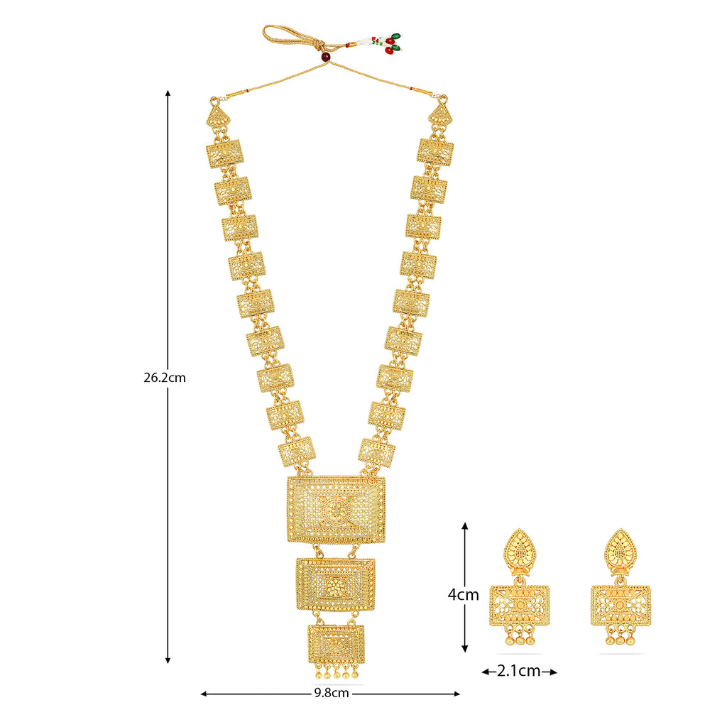 Gold Plated Traditional Long Kundan Necklace and Jhumki