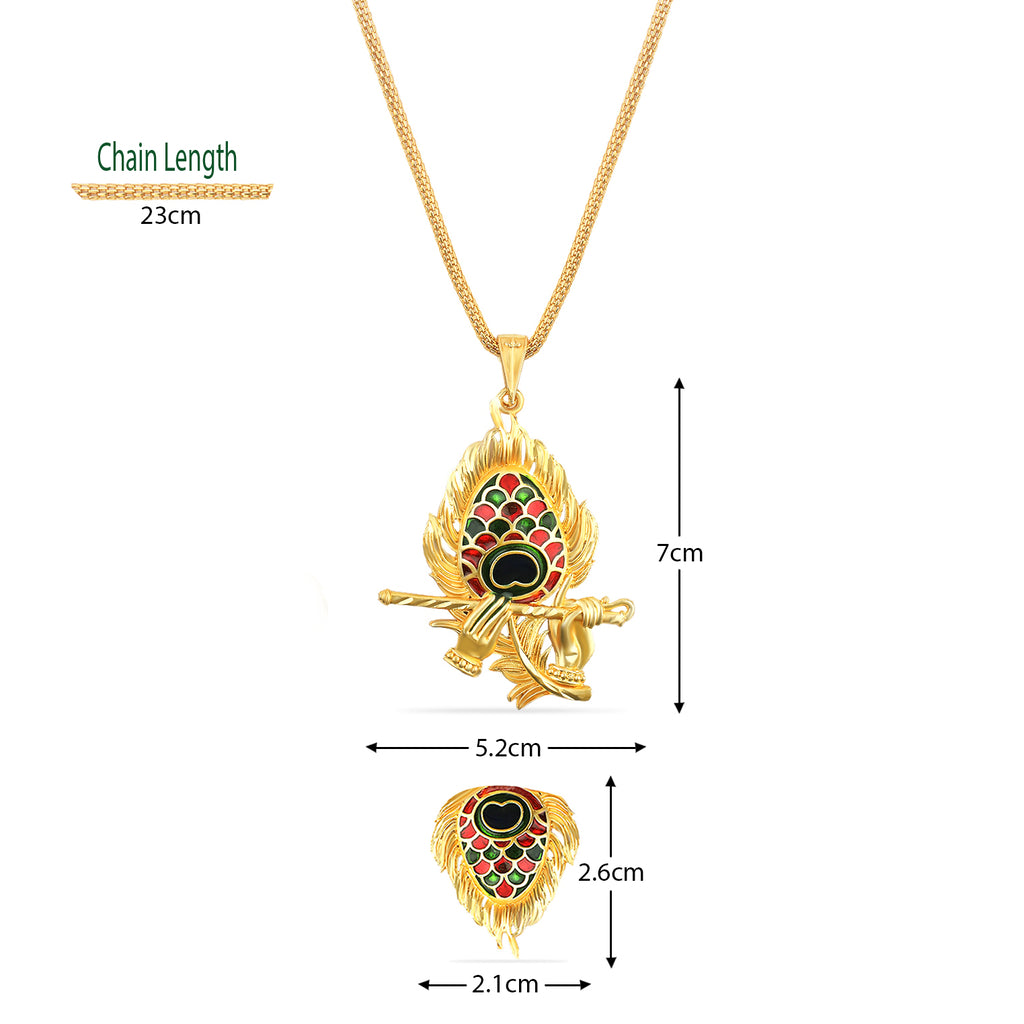 Bansuri Gold Plated Pendent Set