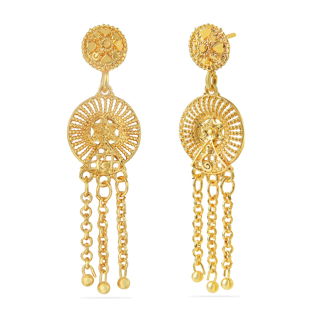 Enthralling Gold Pendant and Earrings Set