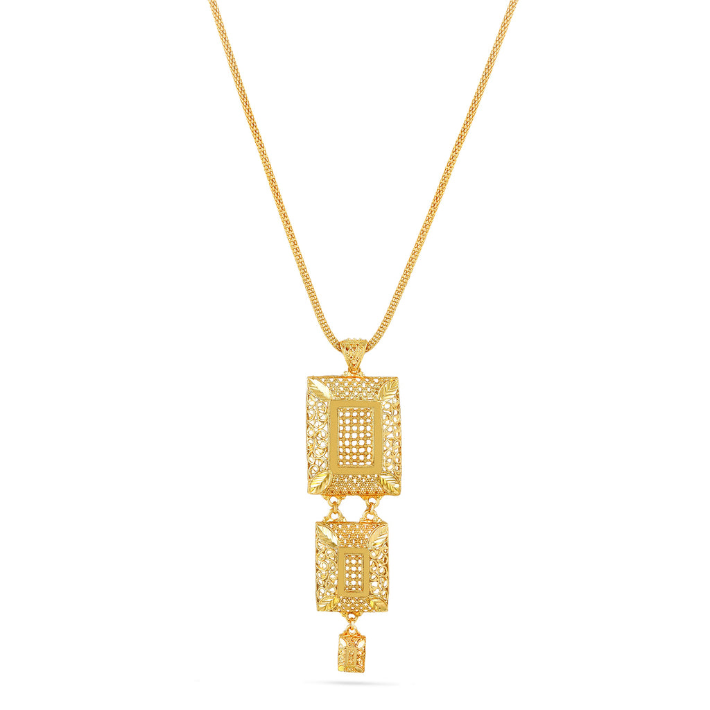 Traditional Gold Plated Cube Style Pendent Set With Ring