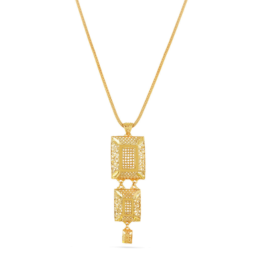Traditional Gold Plated Cube Style Pendent Set With Ring