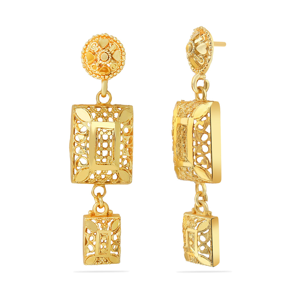 Traditional Gold Plated Cube Style Pendent Set With Ring