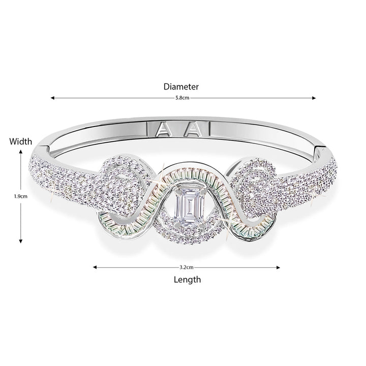 Rhodium Plated Zirconia Studded Contemporary Bracelet