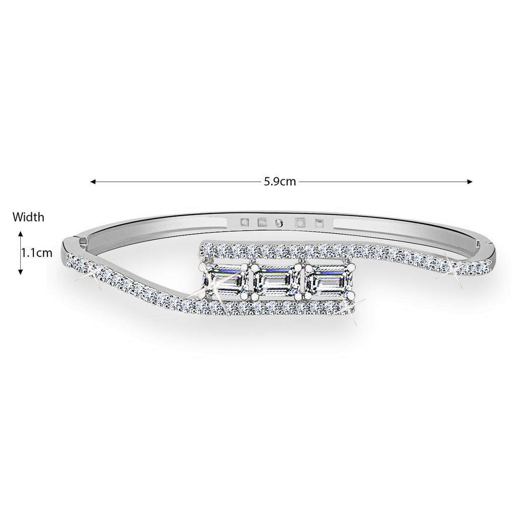 Rhodium-Plated AD & CZ Studded Double Line Bangle