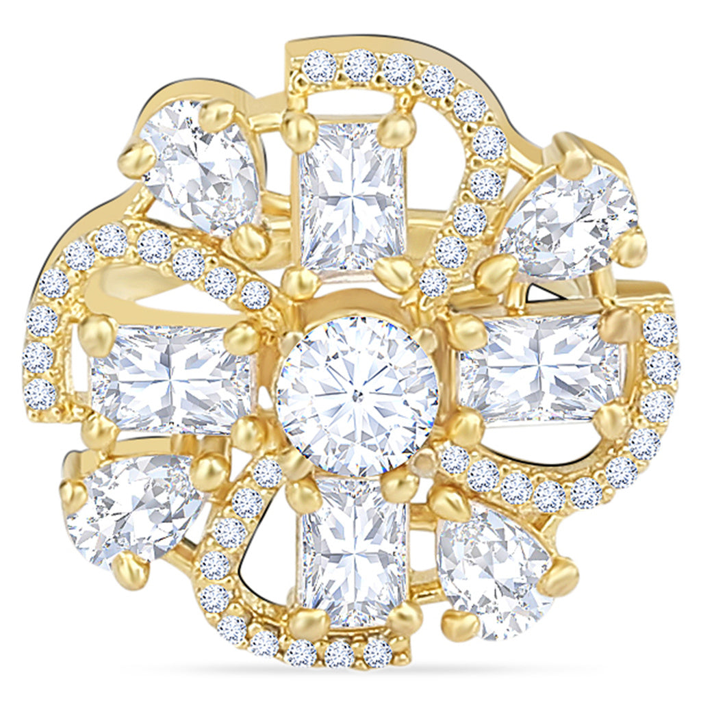 Gold-Plated AD Cocktail Ring & Dainty Zirconia Bracelet