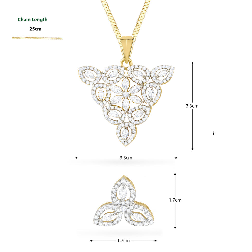 Designer Leafy Heart Gold Plated Pendant Set