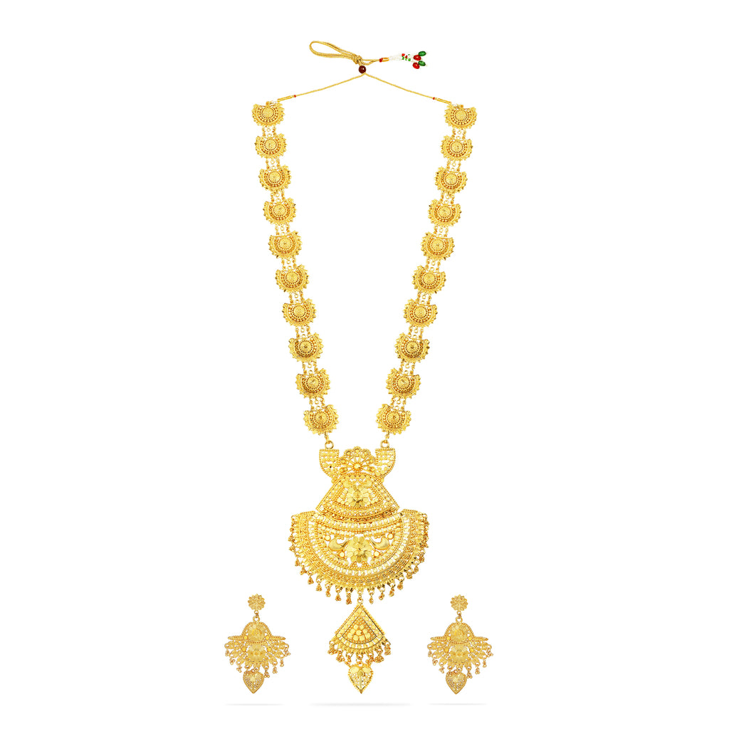 Precious Long Gold Plated Forming Necklace Set