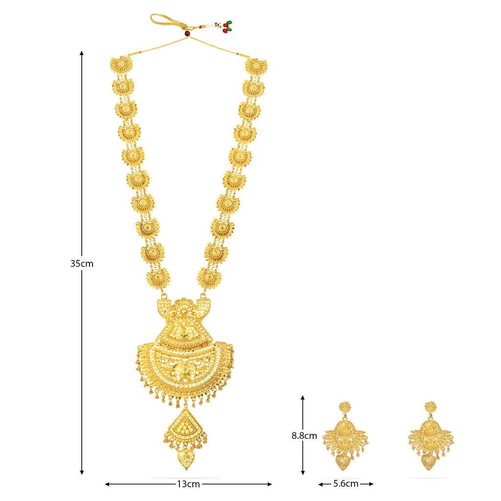 Precious Long Gold Plated Forming Necklace Set