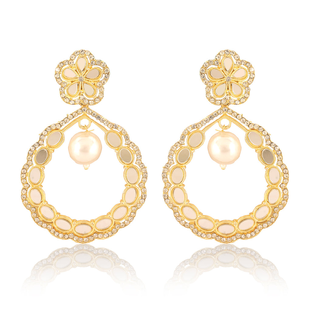 Gold Finish Pearl & Beads Earrings