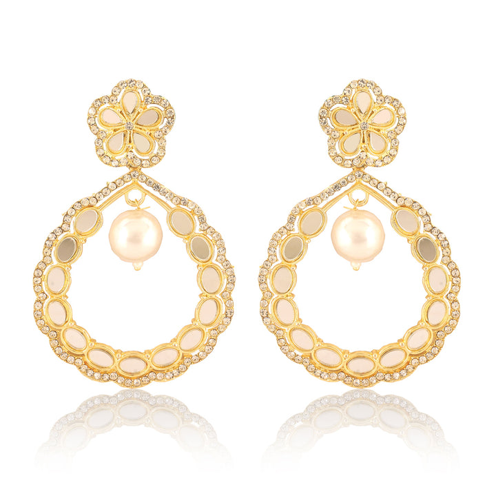 Gold Finish Pearl & Beads Earrings