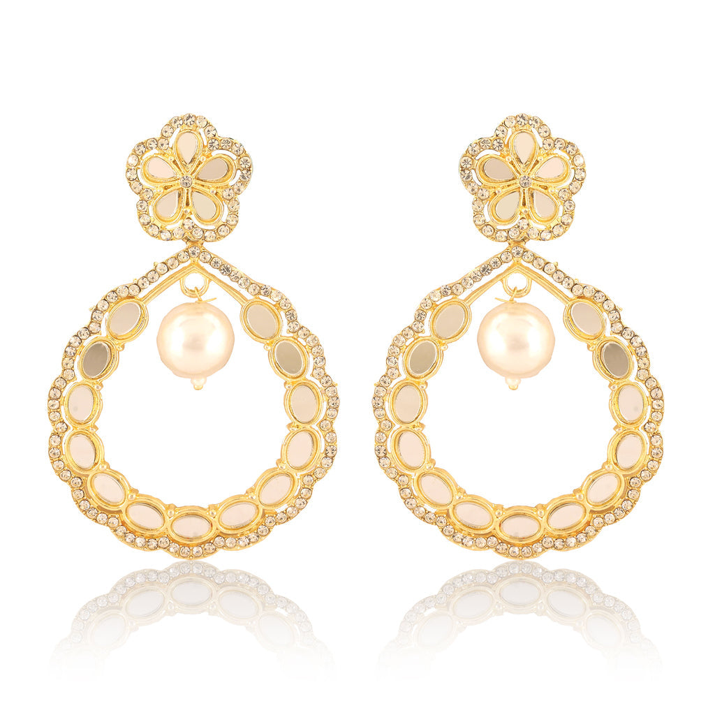 Gold Finish Pearl & Beads Earrings