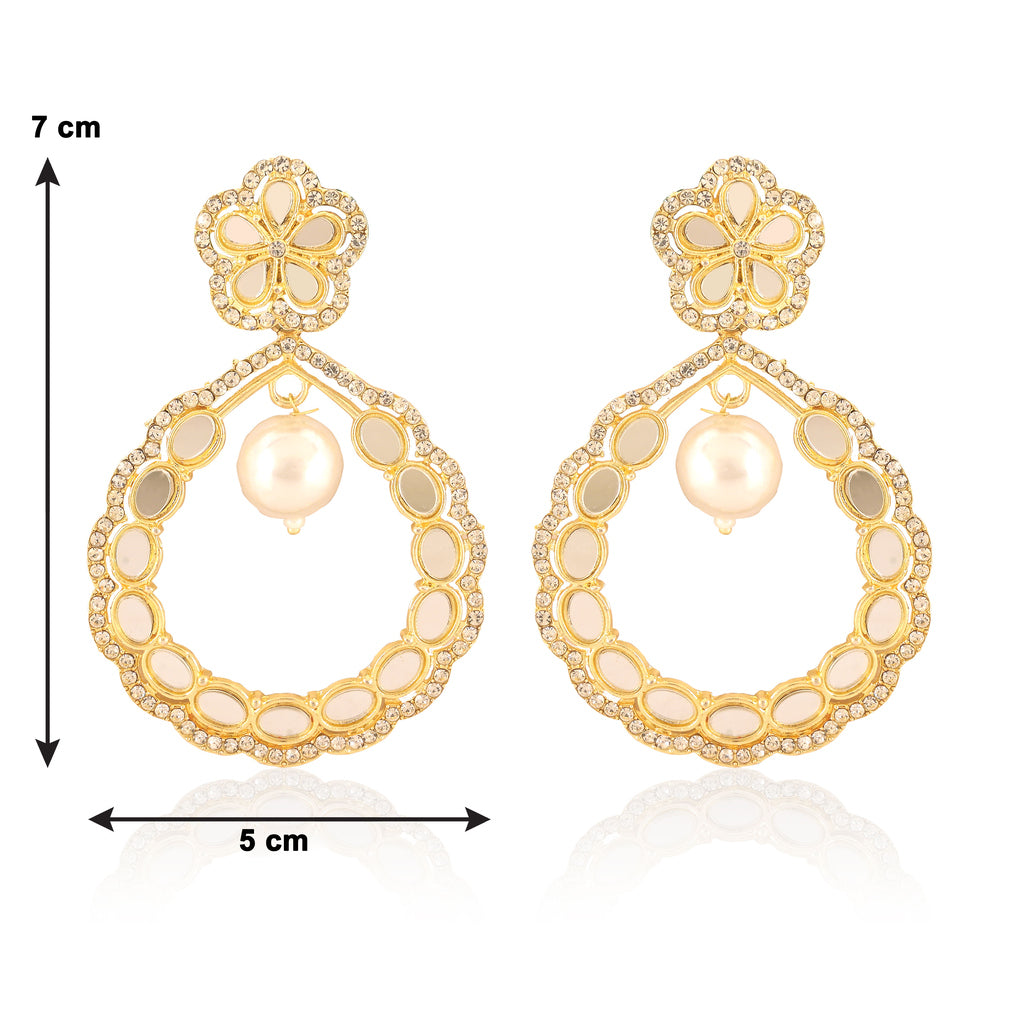 Gold Finish Pearl & Beads Earrings