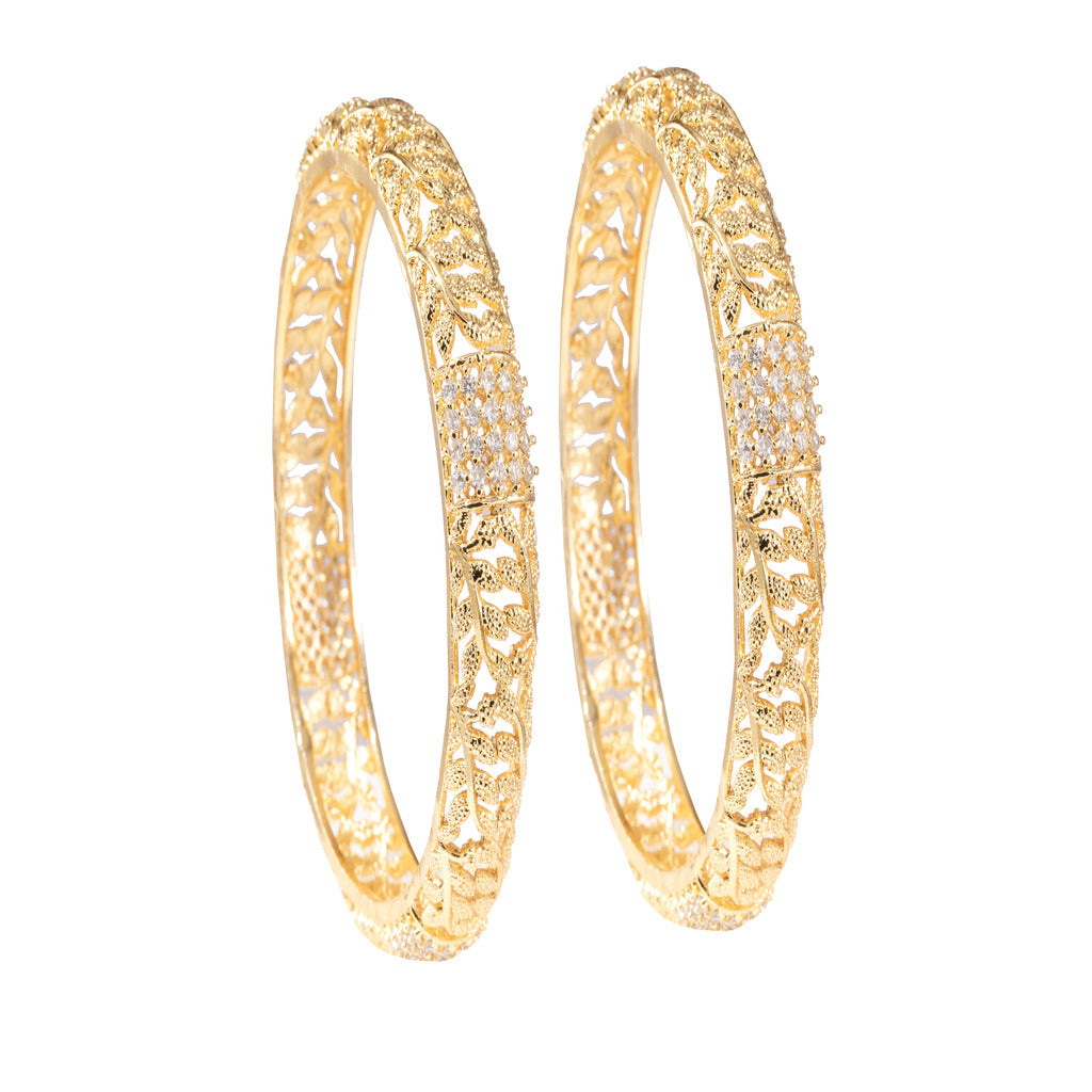 22KT Gold Plated AD Stone Bangles - Set of 2