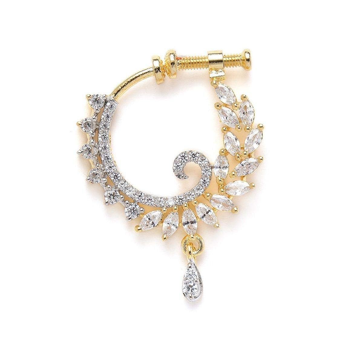 AD Nath | Sparkling CZ Nath Nose Ring for Women