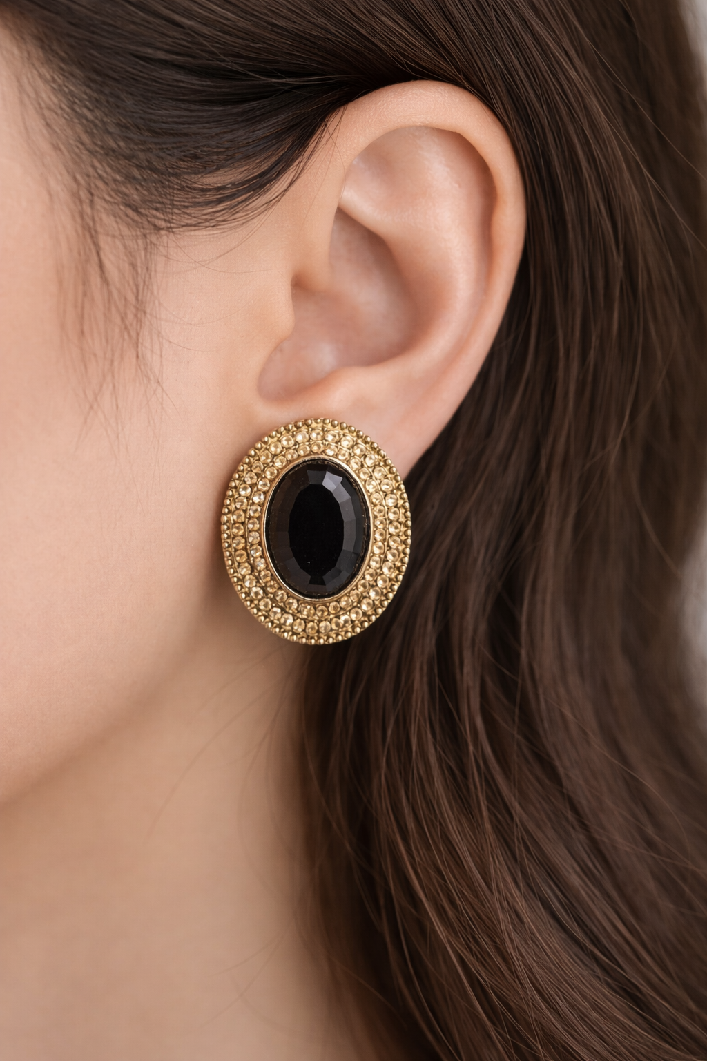 Oval Stone Stud Earrings