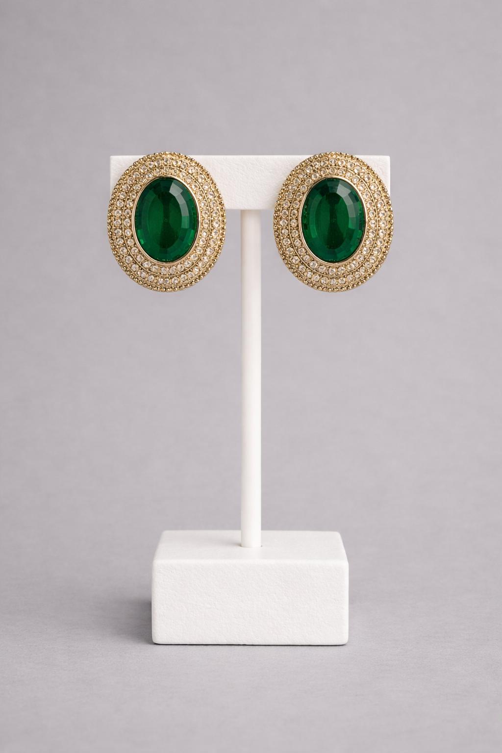 Oval Stone Stud Earrings
