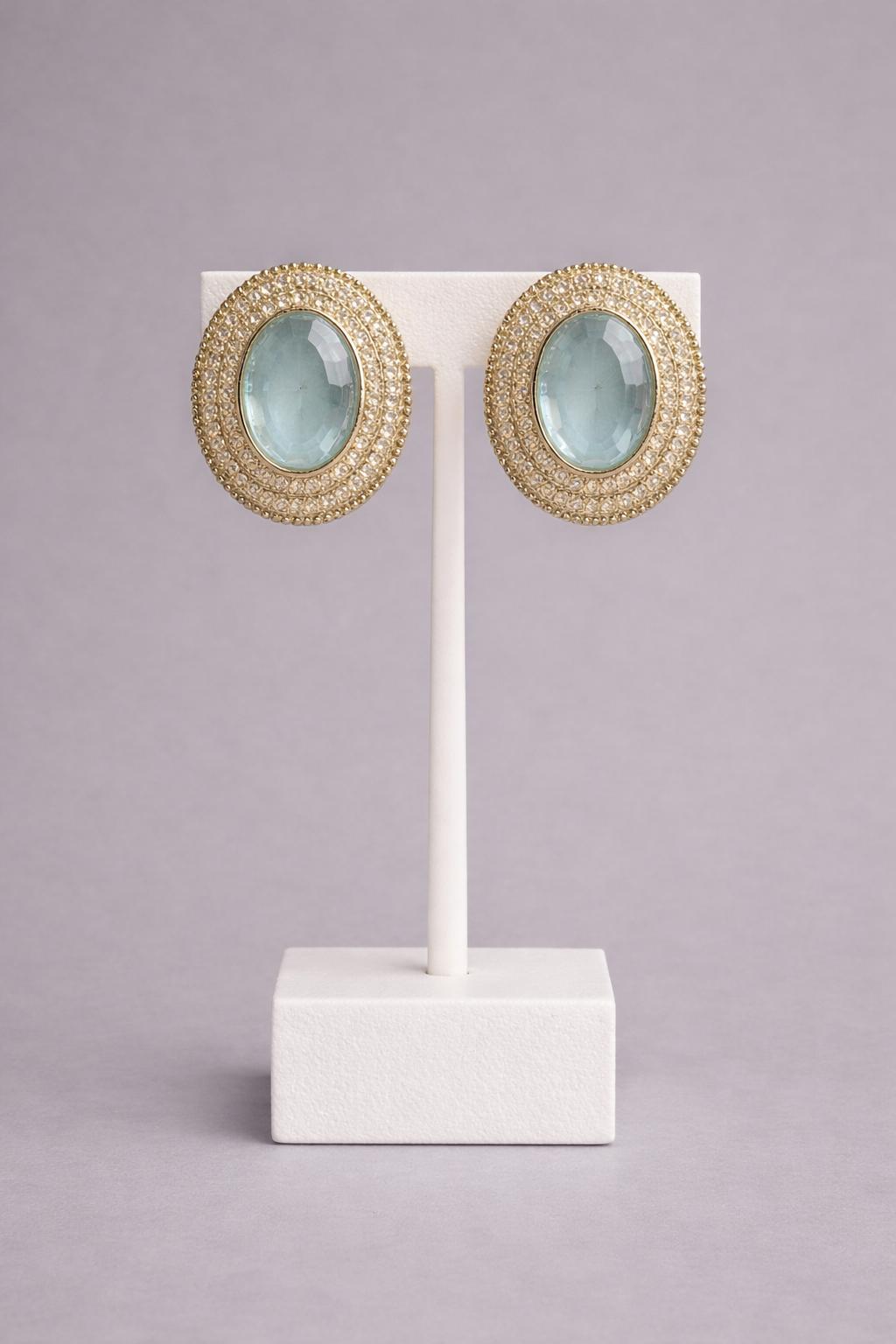 Oval Stone Stud Earrings