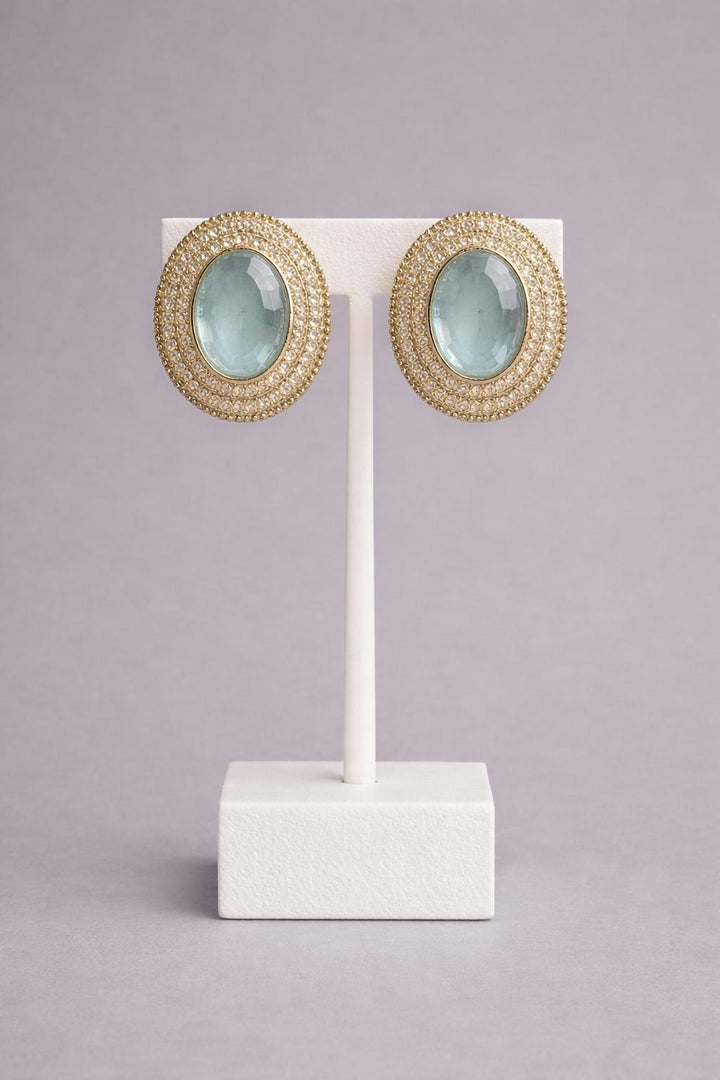Oval Stone Stud Earrings