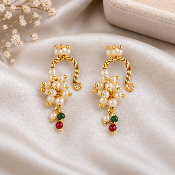 BUGDI | Pearl Beaded Traditional Earrings for Women