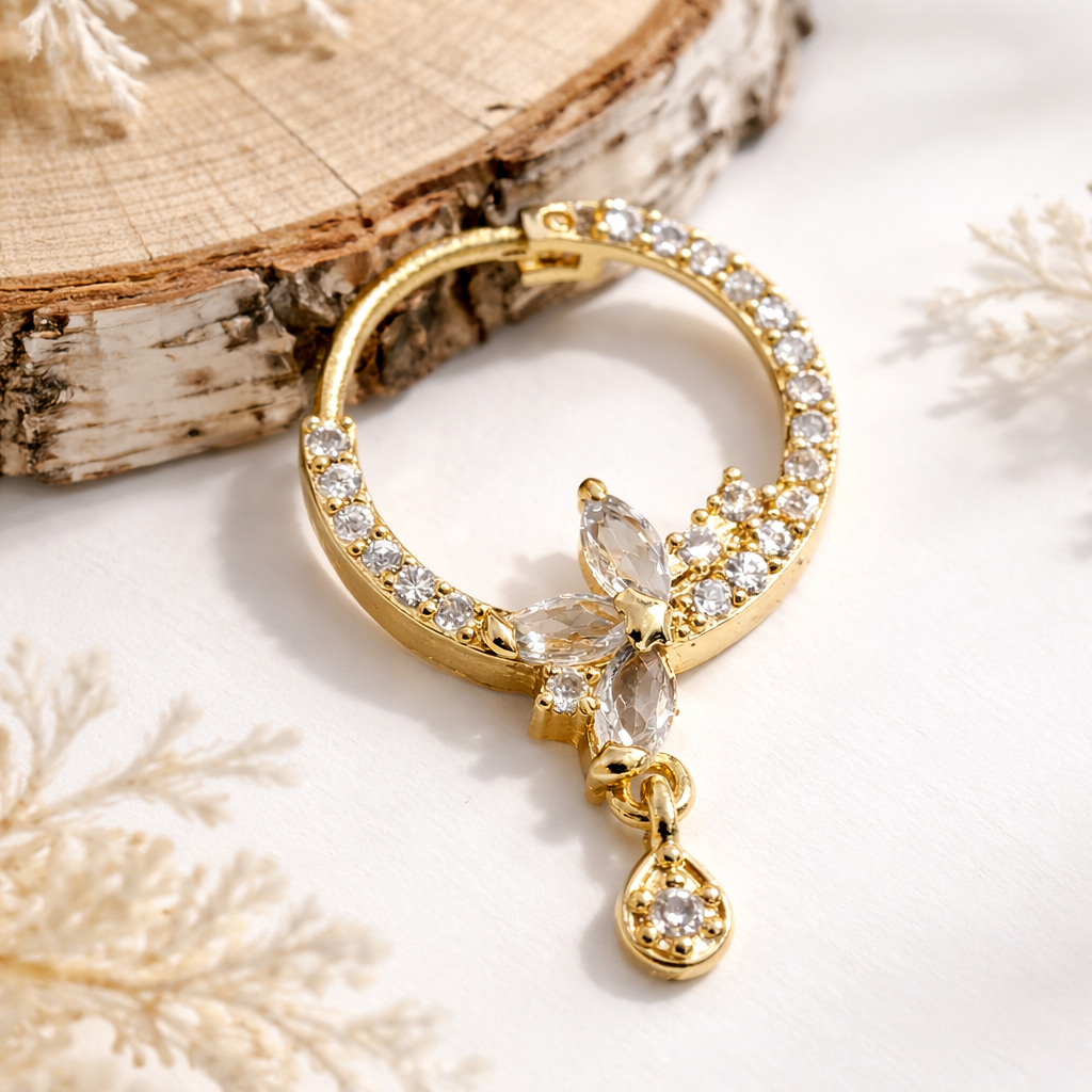 AD NATH | Crystal Stone Studded Nath Nose Ring for Women