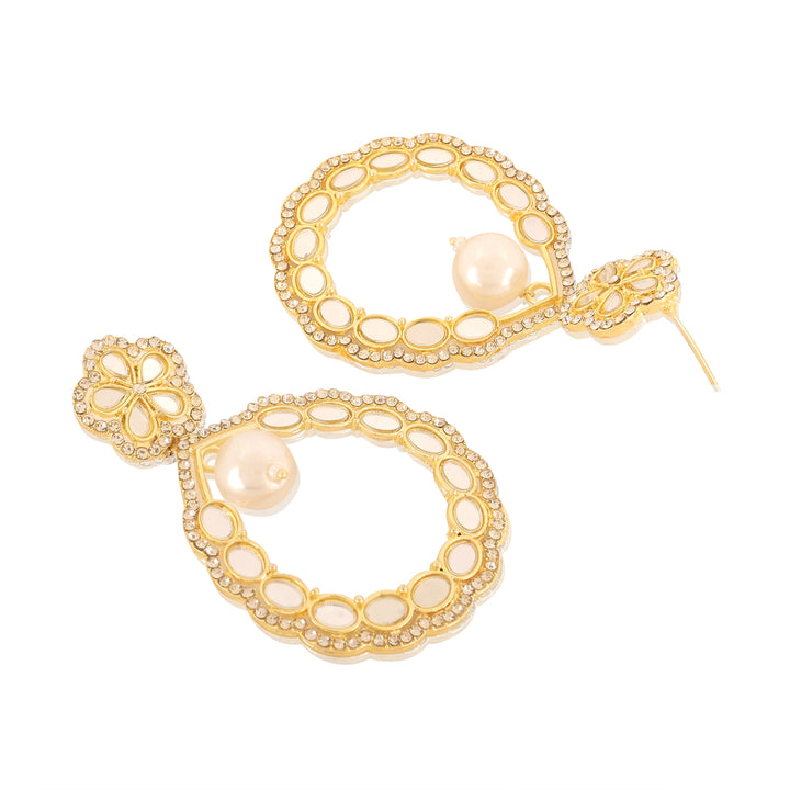 Gold Finish Pearl & Beads Earrings