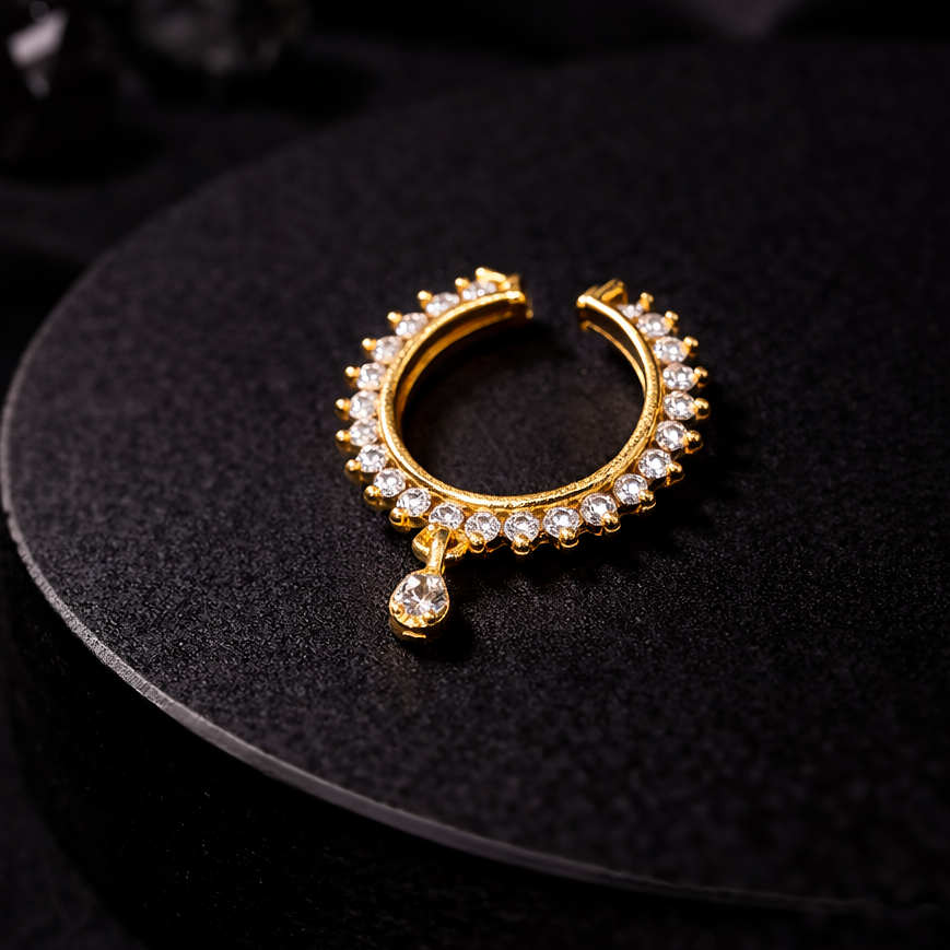 AD NATH | Crystal Studded Nath Nose Ring for Women